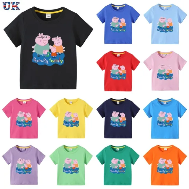 Nuova T-shirt a maniche corte casual Peppa Pig cartone animato cotone