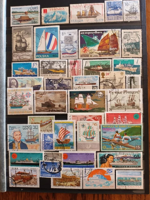 Lot de 41 Timbres Thématique "Bateaux" (THE 164)