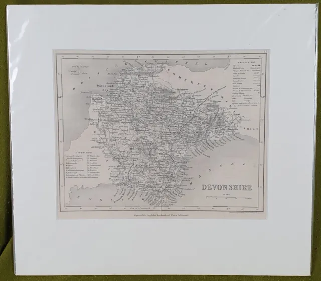 P1113 Early 19th Century Map Of Devonshire Showing Early Railway Routes
