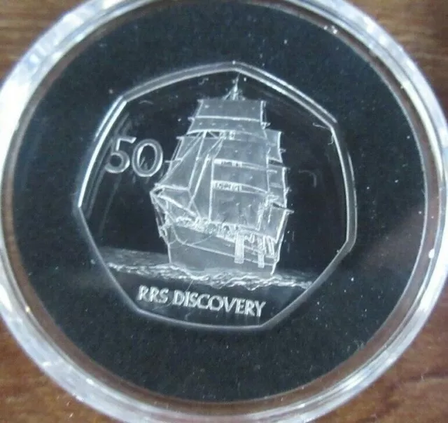 RRS Discovery 50p Silver Proof From SG&SSI 2021 Scott & Shackleton In Case +COA