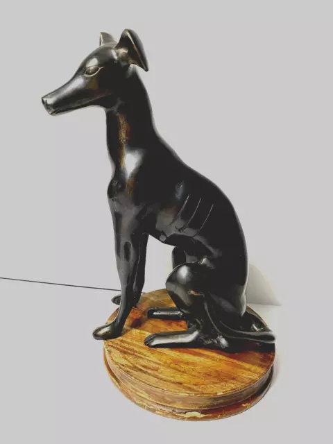 Art Sculpture Brass or Bronze Greyhound Whippet 9”H Dog Sighthound Sitting