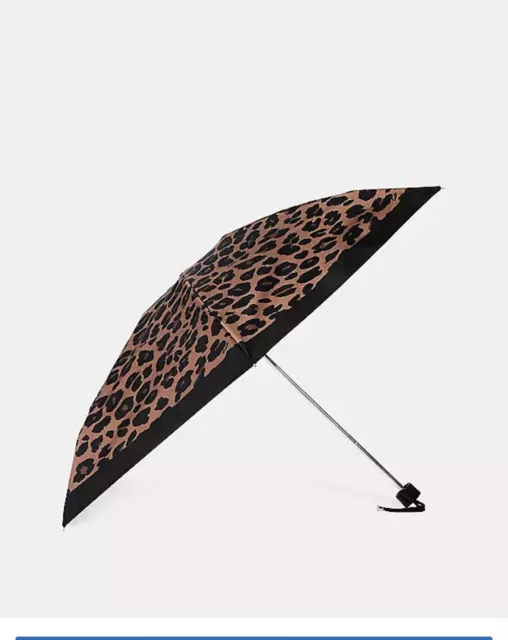 NWT COACH Mini Umbrella In Leopard Print UV Protection CC947