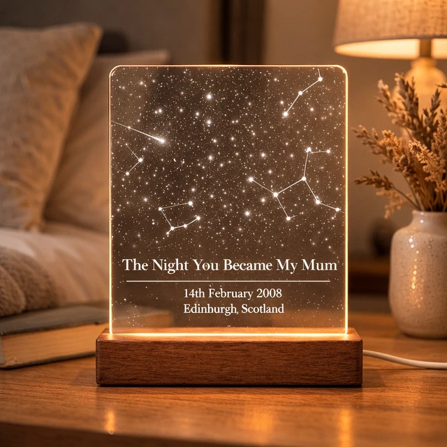 PERSONALISED STAR MAP Lamp LED Light - Custom Mum Gift Night Light - UK ...
