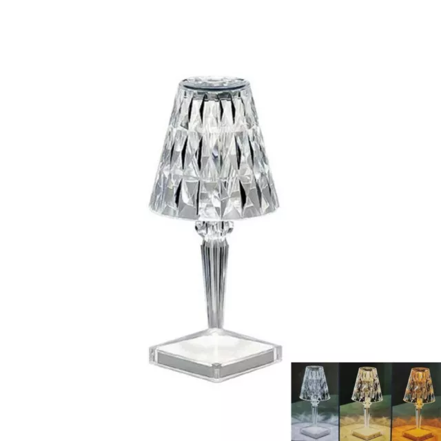Lampada Tavolo Diamantata Ricaricabile Usb Effetto Cristallo Luce Decorativa