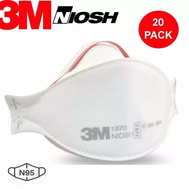 3M Aura 1870+ N95 NIOSH Protective Face Mask Particulate Respirator 20 Pack NEW!