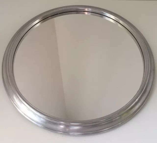 Beau plateau miroir rond métal et chrome Art Déco