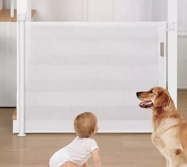 Autolock Retractable Safety Gate for Babies And Pets, 140cm White