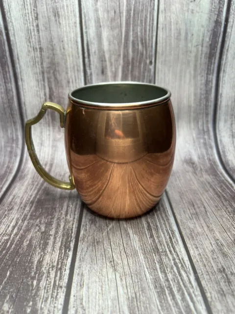 Vintage Copper Beer Mug W/ Beautiful Brass Ornate Gold Tone Handle