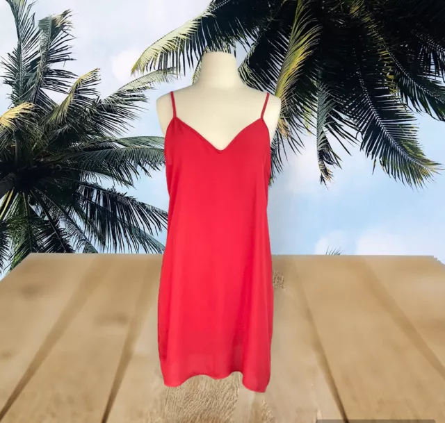 Amour Vert Dress Womens Sz S Slip Coral Red Mini V-Neck Sexy Club Party Summer