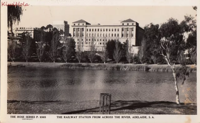 Postcard RPPC Railway Station Across River Adelaide Australia