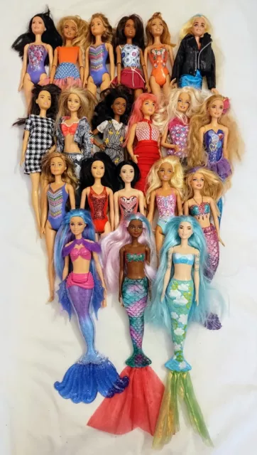 Barbie Large Variety Lot 20 Dolls Color Reveal Mermaid Fairytopia Raquelle More