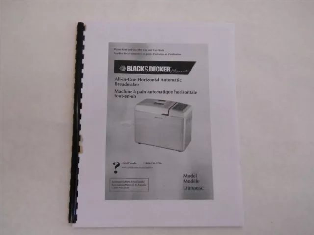 Black & Decker BK1015W Bread Maker Machine Use and Care Owner Manual 66  Pages 