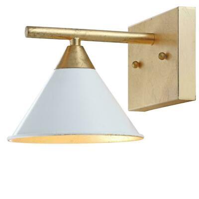 JONATHAN Y Yvette 1-Light 9.25 in. White/Gold Metal Wall Sconce