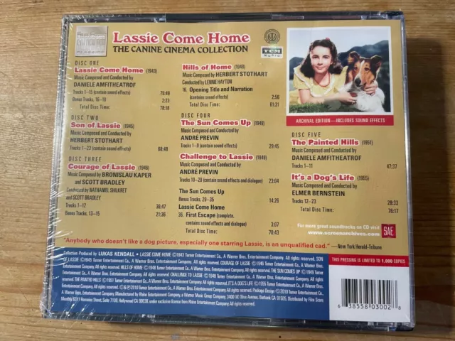 LASSIE COME HOME: THE CANINE CINEMA COLLECTION OOP FSM Ltd Soundtrack 5CD VERSIEGELT 2