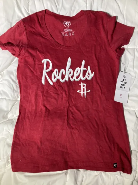 Houston Rockets T-Shirt Womens Medium Red ‘47 Brand NBA Basketball Short Sleeve