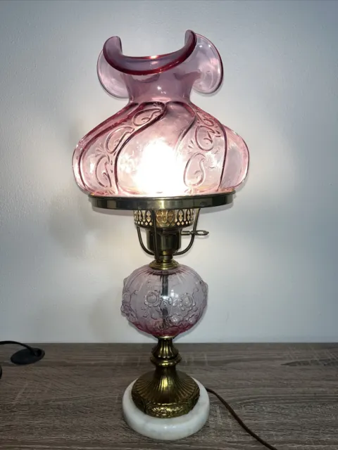 Vintage Cranberry Lamp Student Lamp 20”