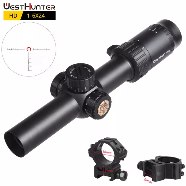 Hunting Rifle Scope Westhunter HD 1-6x24 IR Red Green Illuminated Compact Sights