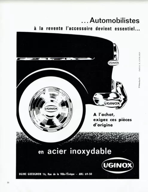 publicité Advertising 0921 1962    Uginox  acier inoxydable  auto Ugine Guegnon
