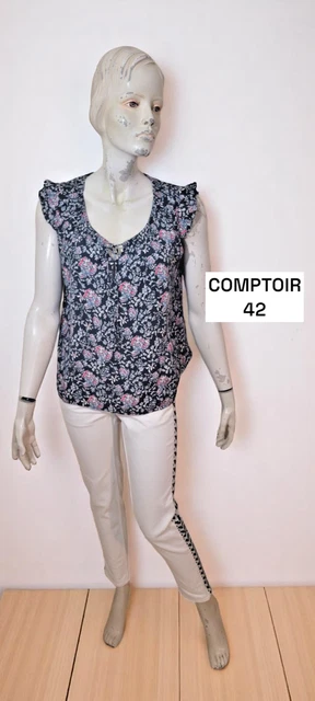 Haut Blouse COMPTOIR DES COTONNIERS Taille 34/36 - Rouge/orange, Occasion En Très Bon état