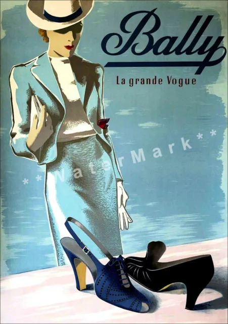 Bally Shoes Le Grande Vogue Vintage Poster Print Retro Style Women's Fashion