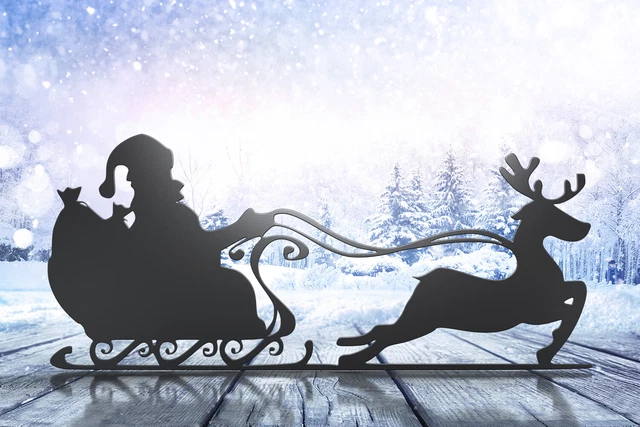 Traîneau de Noël Panneau Décoration de Noël Jardin Intérieur Et Extérieur Blême