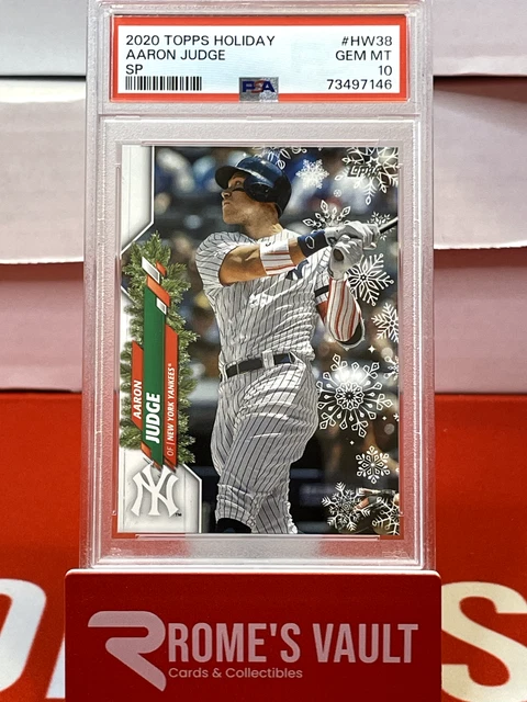 2020 Topps Holiday Aaron Judge SP #HW38 Candy Cane Sleeves NY Yankees PSA 10 2020 Topps Holiday Aaron Judge SP #HW38 Candy Cane Sleeves NY Yankees PSA 10