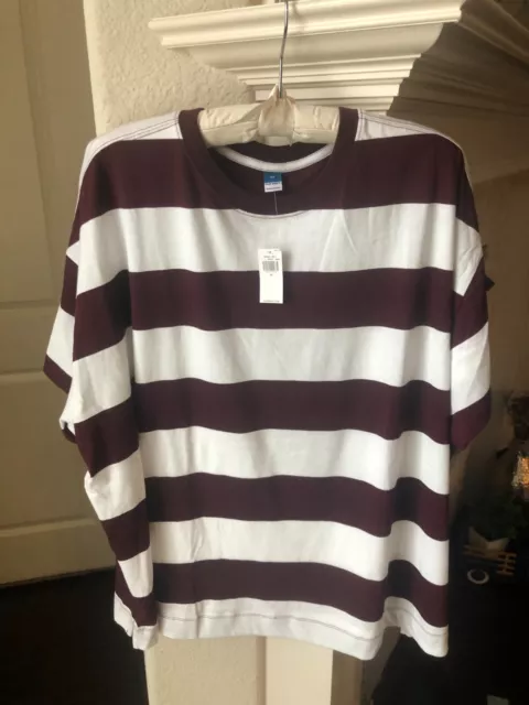 NWT Old Navy Burgundy and White Short Sleeve Top  - Size 3X