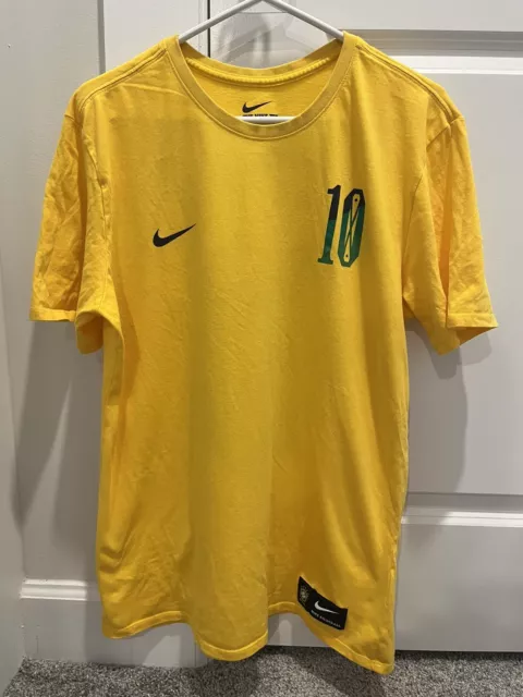 Nike Men’s T-Shirt Nike Football Neymar Jr #10 Brazil JERSEY Tee Crew Size L