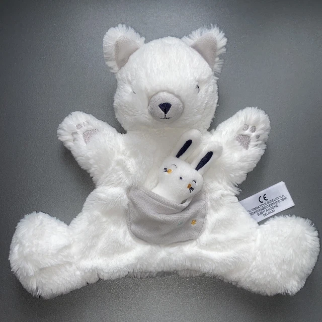 Doudou Marionnette Ours Blanc Avec Bebe Simba Toys Kiabi