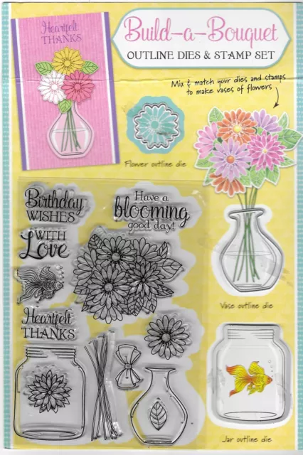 Build A Bouquet Cutting Dies & Stamps set. Cardmaking Scrapbooking Stamping