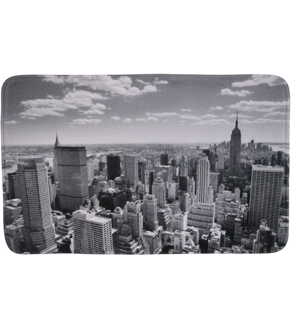Badteppich Badvorleger Badematte Badeteppich Badezimmerteppich Skyline New York