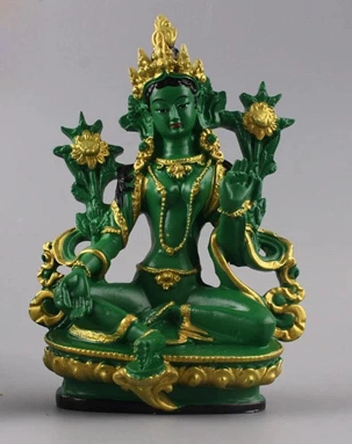 Feng Shui Tibet Tibetan Buddhism Statue  Green Tara Buddha 13.5cm