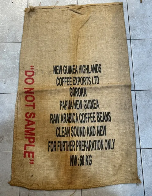 Large Papua New Guinea Coffee Bean Burlap Bag Sack, Wall Art, Crafting 38x24