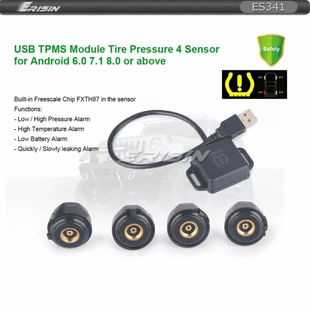 ES341 USB TPMS Module Tire Pressure 4 Sensors Adapter Android 8.1/9.0 Autoradios