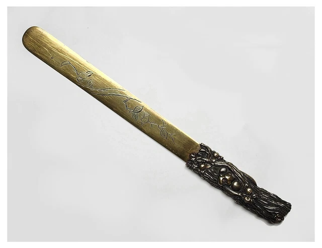 Antique Japanese Meiji Period Mixed Metal Page Turner - Monkey Motif Handle