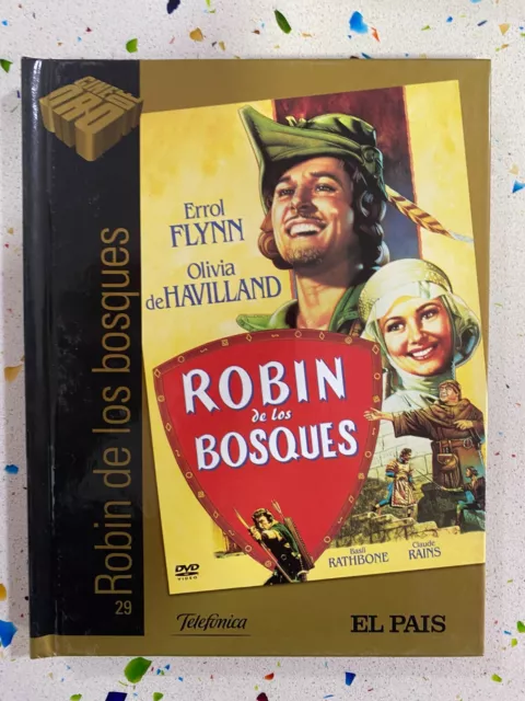 Robin de Los Forêts DVD + Libro Errol Flynn Olivia De Havilland Espagnol Anglais