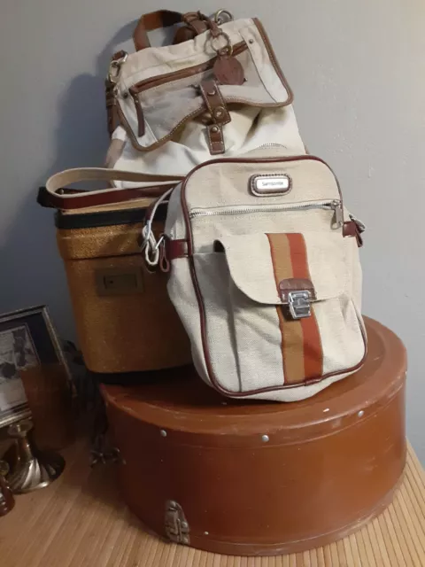 SAMSONITE VINTAGE SHOULDER Bag Travel Khaki Tan brown luggage