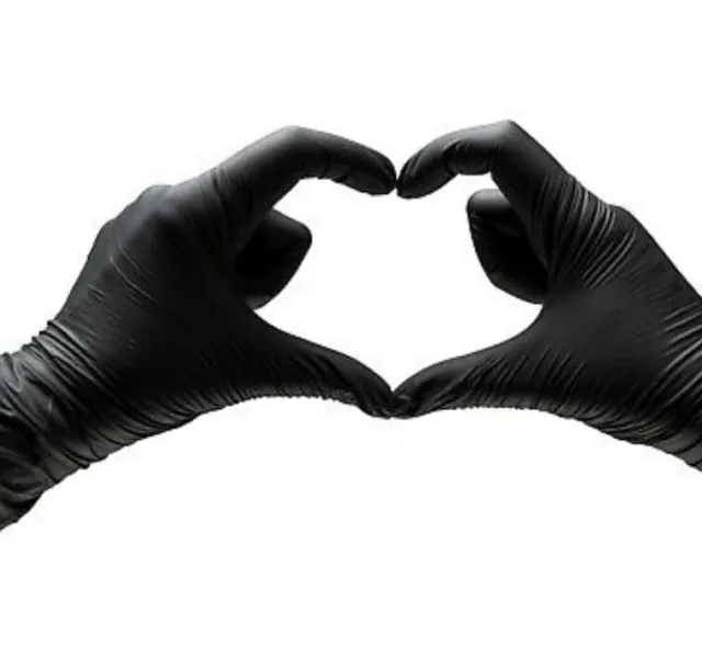 Nitrile Gloves BLACK HEAVY-DUTY Medium Powder free Latex free