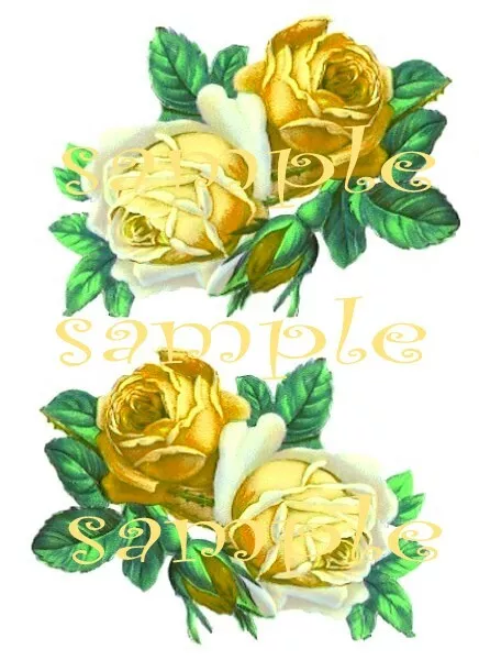 Shabby Vintage Yellow Roses Waterslide Decals