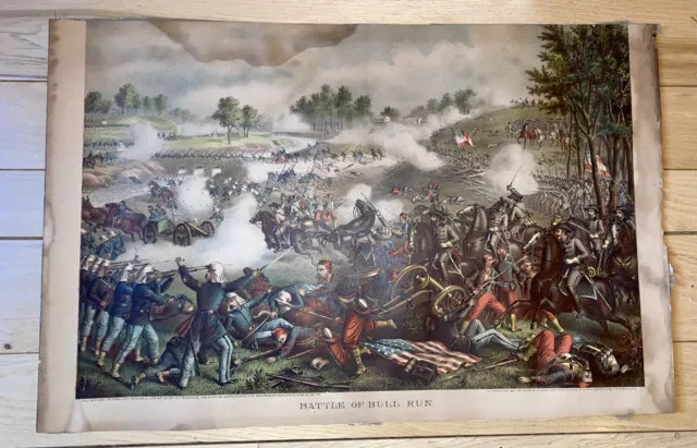 Kurz & Allison 1st Battle Bull Run Antique Civil War Chromolithograph Art Print