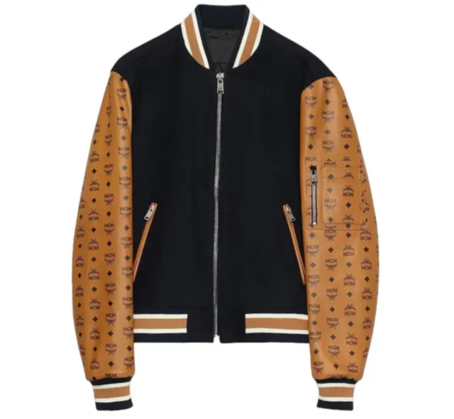 Men Letterman Bomber Jacket | Baseball Stadium MC Wool Striped Varsity Jacket |