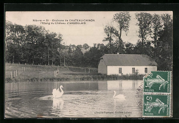 CPA Chateau-Chinon, L´Etang du Chateau d´Argoulais 1908