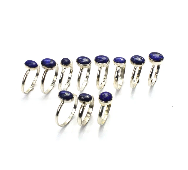 WHOLESALE 11PC 925 SOLID STERLING SILVER BLUE LAPIS LAZULI RING LOT c106