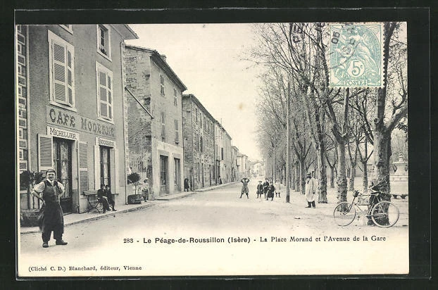CPA Le Péage-de-Roussillon, La Place Morand et l´Avenue de la Gare 1905