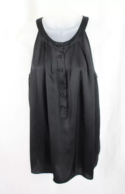 Theory Women's Black Silk 1/2 Button Sleeveless Shirt Tank Top Size M