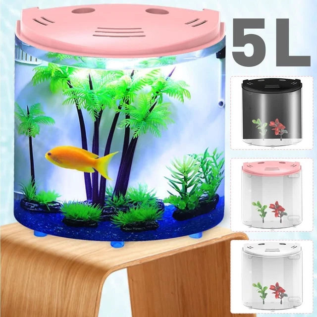 Fish Tank Aquariums USB LED Half Moon Mini Aquarium Acrylic Large Capacity 5L