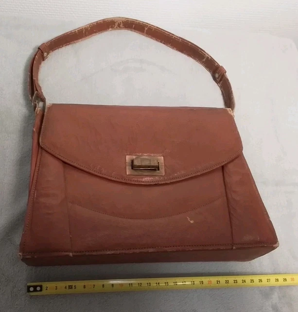Sac à Main Ancien En Cuir Noir - Style Sac De Soirée Vintage - Occasion à Vérifier