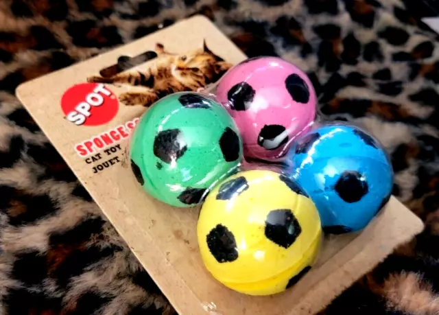 Ethical Pet Spot Sponge Soccer Balls 4 count  Colorful Interactive Cat Toys