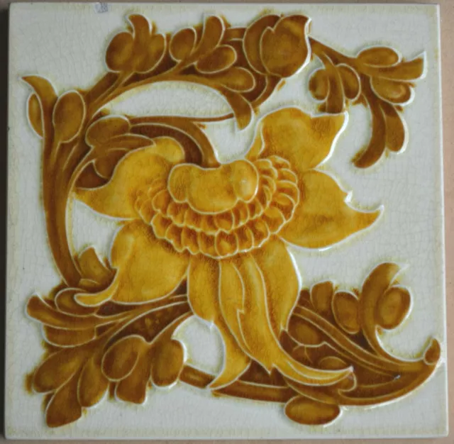 Antique Pilkington's England - Art Nouveau Majolica Tile C1900