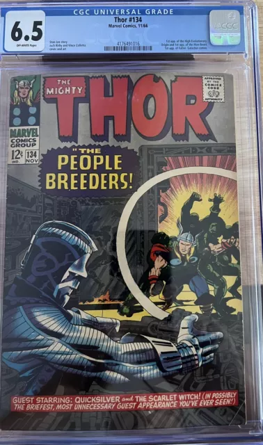 Thor #134 CGC 6.5 OW Pages, 1st High Evolutionary Appearance! Free Shipping!